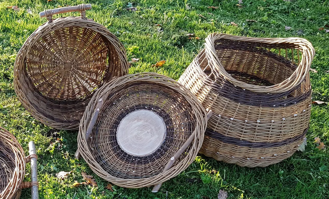 Basketry pieces in a set